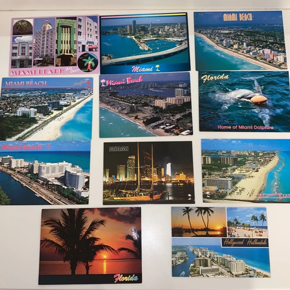 11 Vintage 90’s Scenic Florida Impressions POST CARDS w/ palm trees on back